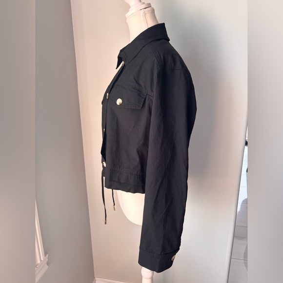 Renuar Black Utility Jacket with Button Accents - Picture 3 of 7